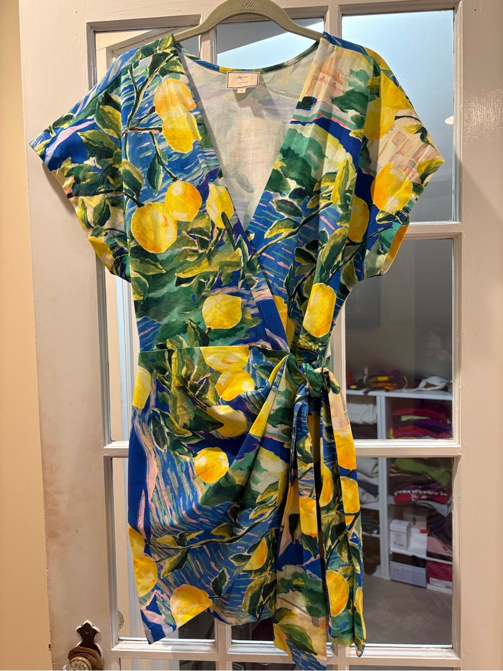 Sézane X Momoni Blue & Yellow Lemon-Print Mini Dress - Picture 6 of 6